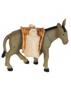 Tradineur - Burro con alforja para Belén, durexina, figura decorativa de animal para nacimiento, adorno artesano, pesebre, Navid