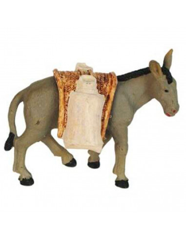 Tradineur - Burro con alforja para Belén, durexina, figura decorativa de animal para nacimiento, adorno artesano, pesebre, Navid