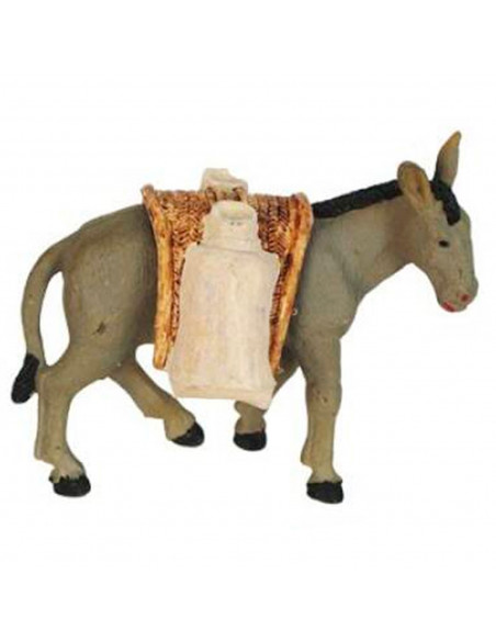 Tradineur - Burro con alforja para Belén, durexina, figura decorativa de animal para nacimiento, adorno artesano, pesebre, Navid