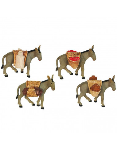 Tradineur - Burro con alforja para Belén, durexina, figura decorativa de animal para nacimiento, adorno artesano, pesebre, Navid