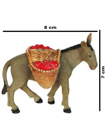 Tradineur - Burro con alforja para Belén, durexina, figura decorativa de animal para nacimiento, adorno artesano, pesebre, Navid
