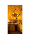 Tradineur - Cortina de 144 luces navideñas LEDs a pilas - Apto para interiores y exteriores - Función de luz foja e intermitente