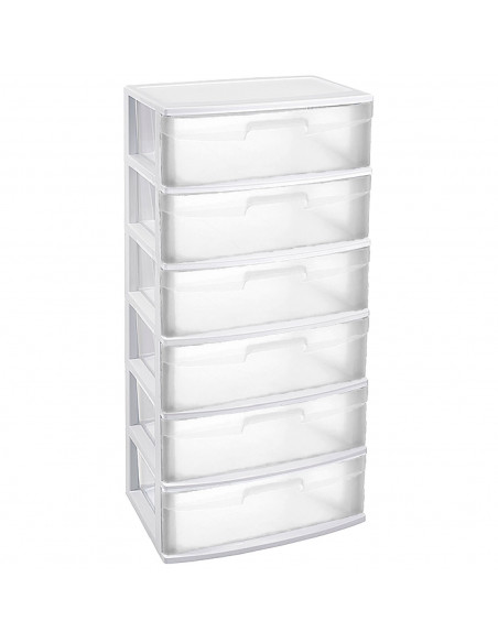 Tradineur - Cajonera de organización Nilo - Ideal para el hogar o el trabajo - Fabricación en plástico - 6 Cajones Transparent Tradineur - Cajonera de organización Nilo - Ideal para el hogar o el trabajo - Fabricación en plástico - 6 Cajones Transparent