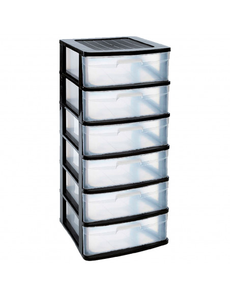 Tradineur - Cajonera de organización Nilo - Ideal para el hogar o el trabajo - Fabricación en plástico - 6 Cajones translucido Tradineur - Cajonera de organización Nilo - Ideal para el hogar o el trabajo - Fabricación en plástico - 6 Cajones translucido