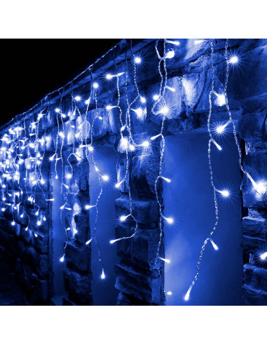Tradineur - Cortina de 162 luces decoraticas LEDs - Apto para interiores y exteriores - Función de luz foja e intermitente - Col