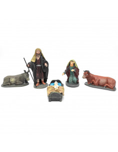 Tradineur - Set de 5 figuras del nacimiento para Belén navideño, marmolina, José, María, niño Jesús, buey y mula, adornos, peseb