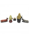 Tradineur - Set de 5 figuras del nacimiento para Belén navideño, marmolina, José, María, niño Jesús, buey y mula, adornos, peseb