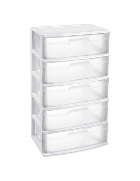Tradineur - Cajonera de organización Nilo - Ideal para el hogar o el trabajo - Fabricación en plástico - 5 Cajones Transparent Tradineur - Cajonera de organización Nilo - Ideal para el hogar o el trabajo - Fabricación en plástico - 5 Cajones Transparent