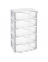 Tradineur - Cajonera de organización Nilo - Ideal para el hogar o el trabajo - Fabricación en plástico - 5 Cajones Transparent