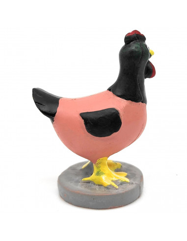 Tradineur - Figura de gallina Naïf para Belén, marmolina, figura decorativa artesanal para nacimiento, pesebre, Navidad, adorno
