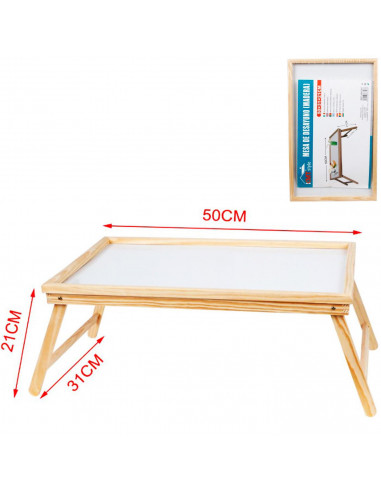 Bandeja de cama plegable de madera 50 x 31 x 21 cm, mesa multiuso para desayuno con patas plegables, ligera y resistente, fondo