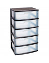 Tradineur - Cajonera de organización Nilo - Ideal para el hogar o el trabajo - Fabricación en plástico - 5 Cajones translucido