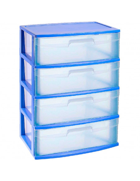 Tradineur - Cajonera de organización Nilo - Ideal para el hogar o el trabajo - Fabricación en plástico - 4 Cajones Translucido Tradineur - Cajonera de organización Nilo - Ideal para el hogar o el trabajo - Fabricación en plástico - 4 Cajones Translucido