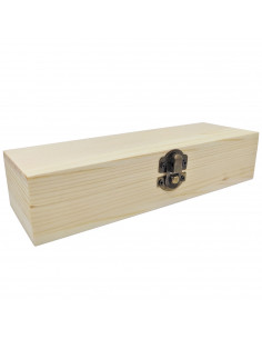 Tradineur - Caja de madera alargada con cierre metálico, madera natural, almacenaje joyas, manualidades, decoración - 19,8 x 6,3