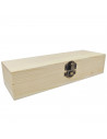 Tradineur - Caja de madera alargada con cierre metálico, madera natural, almacenaje joyas, manualidades, decoración - 19,8 x 6,3