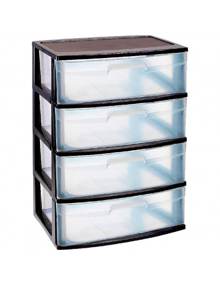 Tradineur - Cajonera de organización Nilo - Ideal para el hogar o el trabajo - Fabricación en plástico - 4 Cajones Translucido Tradineur - Cajonera de organización Nilo - Ideal para el hogar o el trabajo - Fabricación en plástico - 4 Cajones Translucido
