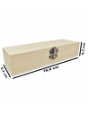 Tradineur - Caja de madera alargada con cierre metálico, madera natural, almacenaje joyas, manualidades, decoración - 19,8 x 6,3