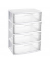 Tradineur - Cajonera de organización Nilo - Ideal para el hogar o el trabajo - Fabricación en plástico - 4 Cajones Transparent