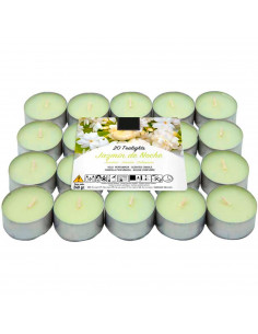 Tradineur - Set de 20 velas de té con aroma, tealights perfumadas, tiempo de combustión: 4,5 horas, decoración del hogar (Jazmín