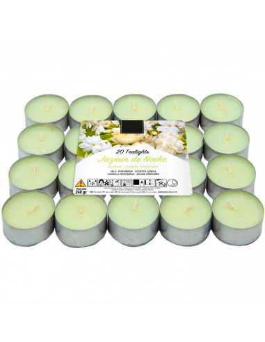 Tradineur - Set de 20 velas de té con aroma, tealights perfumadas, tiempo de combustión: 4,5 horas, decoración del hogar (Jazmín