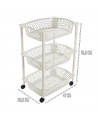 Tradienur - Carrito verdulero modelo HG de plástico con 3 cestas y ruedas, portaobjetos, organizador de alimentos, cocina (Marfi