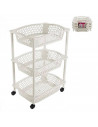 Tradienur - Carrito verdulero modelo HG de plástico con 3 cestas y ruedas, portaobjetos, organizador de alimentos, cocina (Marfi