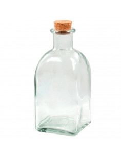 Tradineur - Botella de vidrio con tapón de corcho, frasca reutilizable, rellenable, licores, aceite, agua, vino, whisky, bodas -