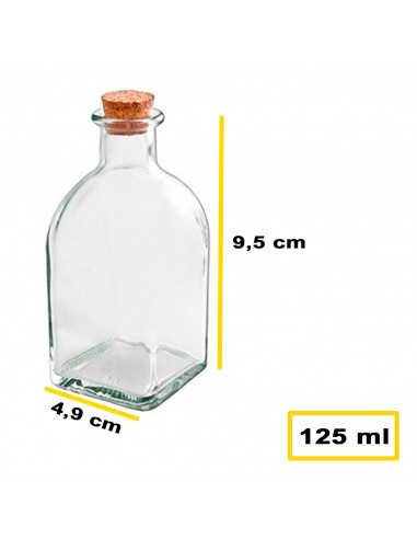 Tradineur - Botella de vidrio con tapón de corcho, frasca reutilizable, rellenable, licores, aceite, agua, vino, whisky, bodas -