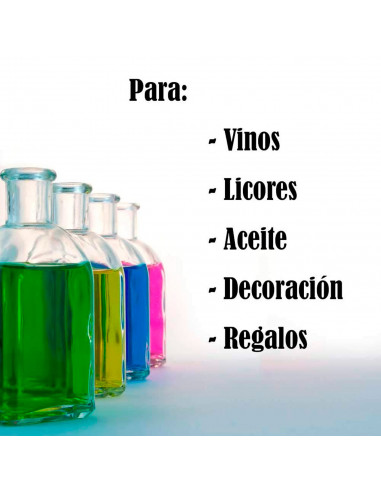 Tradineur - Botella de vidrio con tapón de corcho, frasca reutilizable, rellenable, licores, aceite, agua, vino, whisky, bodas -