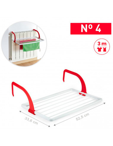 Tradineur - Tendedero plegable de resina para radiador - 3 metros de tendido - Fabricado en España - Soporte para tender ropa (B