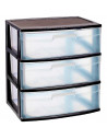 Tradineur - Cajonera de organización Nilo - Ideal para el hogar o el trabajo - Fabricación en plástico - 3 Cajones translucido