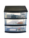 Tradineur - Cajonera de organización Nilo - Ideal para el hogar o el trabajo - Fabricación en plástico - 3 Cajones translucido