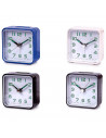 Tradineur - Reloj despertador clásico de plástico, alarma sonora, botón de apagado, funcionamiento con pila AA, 5,7 x 5,5 x 2,8