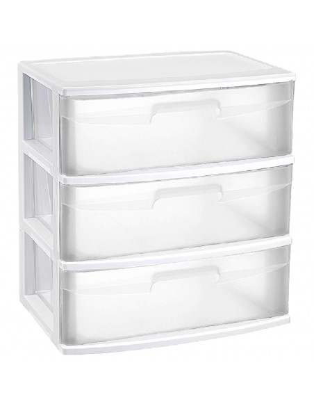 Tradineur - Cajonera de organización Nilo - Ideal para el hogar o el trabajo - Fabricación en plástico - 3 Cajones translucido Tradineur - Cajonera de organización Nilo - Ideal para el hogar o el trabajo - Fabricación en plástico - 3 Cajones translucido