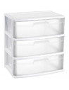 Tradineur - Cajonera de organización Nilo - Ideal para el hogar o el trabajo - Fabricación en plástico - 3 Cajones translucido