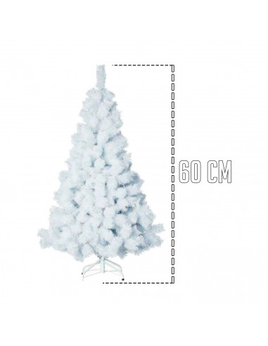 Tradineur - Árbol de navidad - Diseño completamente blanco - Altura de 60 cm - Fabricación en PVC, metal revestido, robusto y du