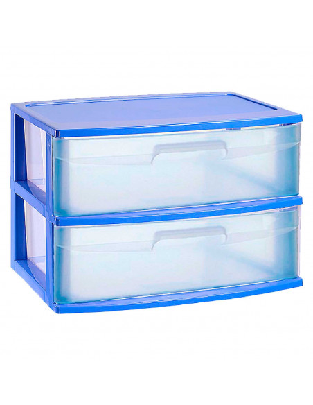 Tradineur - Cajonera de organización Nilo - Ideal para el hogar o el trabajo - Fabricación en plástico - 2 Cajones Translucido Tradineur - Cajonera de organización Nilo - Ideal para el hogar o el trabajo - Fabricación en plástico - 2 Cajones Translucido