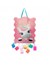 Tradineur - Piñata de unicornio, feliz cumpleaños, cartón, rellenar con golosinas, chuches, decoración infantil para fiestas, ni