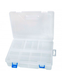 Tradineur - Caja organizadora con separadores, 2 niveles, 16 compartimentos, plástico, almacenaje de tornillos, tuercas, accesor