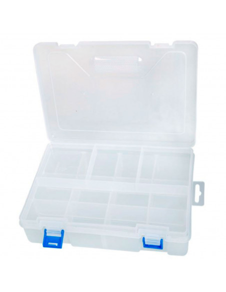 Tradineur - Caja organizadora con separadores, 2 niveles, 16 compartimentos, plástico, almacenaje de tornillos, tuercas, accesor