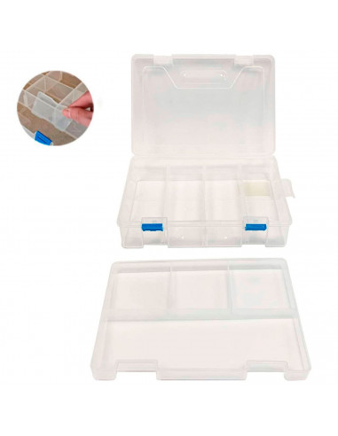 Tradineur - Caja organizadora con separadores, 2 niveles, 16 compartimentos, plástico, almacenaje de tornillos, tuercas, accesor