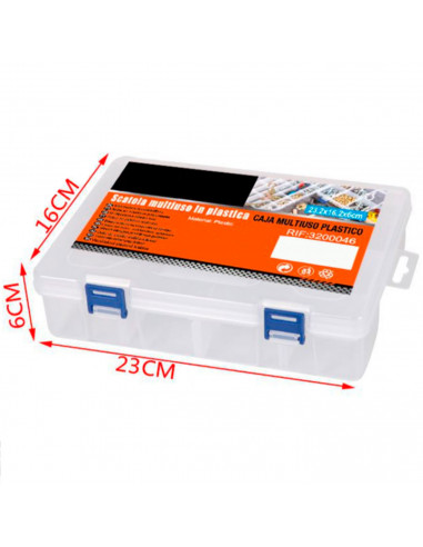 Tradineur - Caja organizadora con separadores, 2 niveles, 16 compartimentos, plástico, almacenaje de tornillos, tuercas, accesor