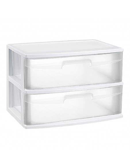 Tradineur - Cajonera de organización Nilo - Ideal para el hogar o el trabajo - Fabricación en plástico - 2 Cajones Translucido Tradineur - Cajonera de organización Nilo - Ideal para el hogar o el trabajo - Fabricación en plástico - 2 Cajones Translucido