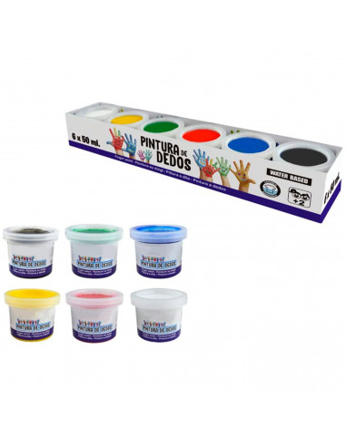 Tradineur - Pintura de dedos infantil, botes de pintura lavable para niños, colores intensos, secado rápido, aplicación directa,