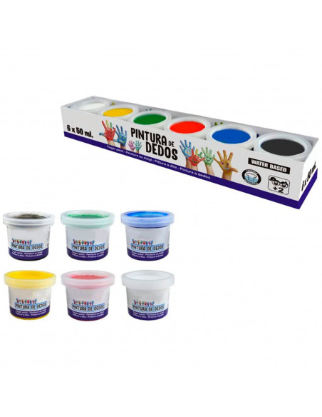 Tradineur - Pintura de dedos infantil, botes de pintura lavable para niños, colores intensos, secado rápido, aplicación directa,
