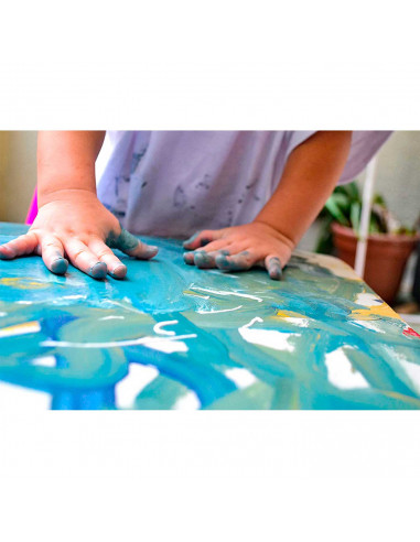 Tradineur - Pintura de dedos infantil, botes de pintura lavable para niños, colores intensos, secado rápido, aplicación directa,