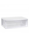 Tradineur - Cajonera nilo de 1 cajón en color blanco 21 x 56 x 39.5 cm, cajonera en tamaño doble folio, grande, transparente, mu