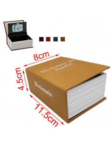 Tradineur - Caja de caudales con forma de diccionario, metal y plástico, incluye 2 llaves, recipiente seguro para dinero, joyas,