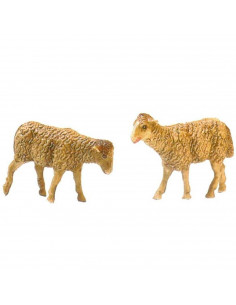 Tradineur - Pack de 2 corderos de durexina para Belén, figuras decorativas de animales para nacimiento, adorno artesano, pesebre