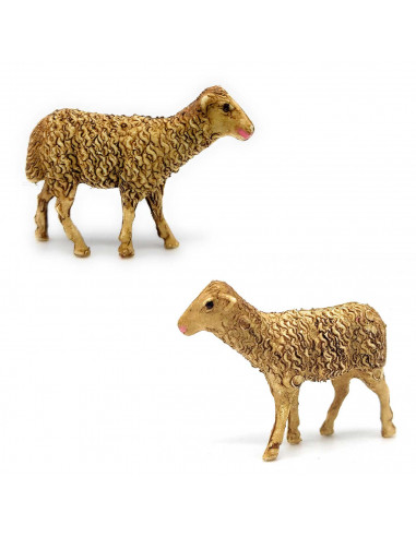 Tradineur - Pack de 2 corderos de durexina para Belén, figuras decorativas de animales para nacimiento, adorno artesano, pesebre
